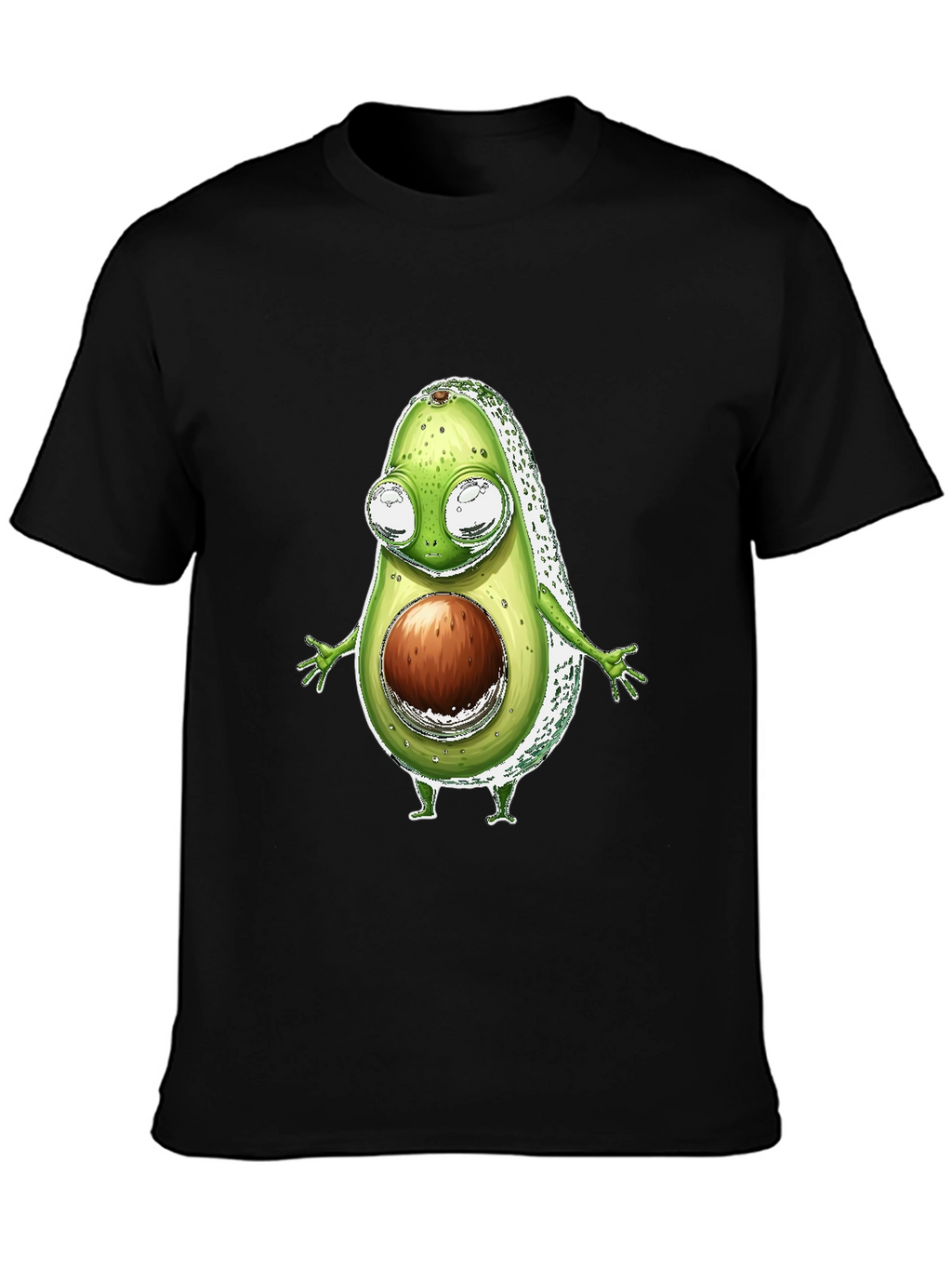 Funny Avocado Character T-Shirt - Black