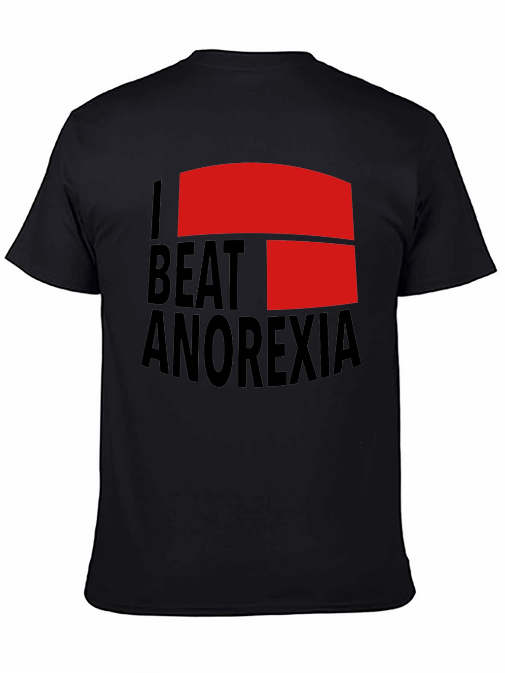 I Beat Anorexia Black Cotton T-Shirt