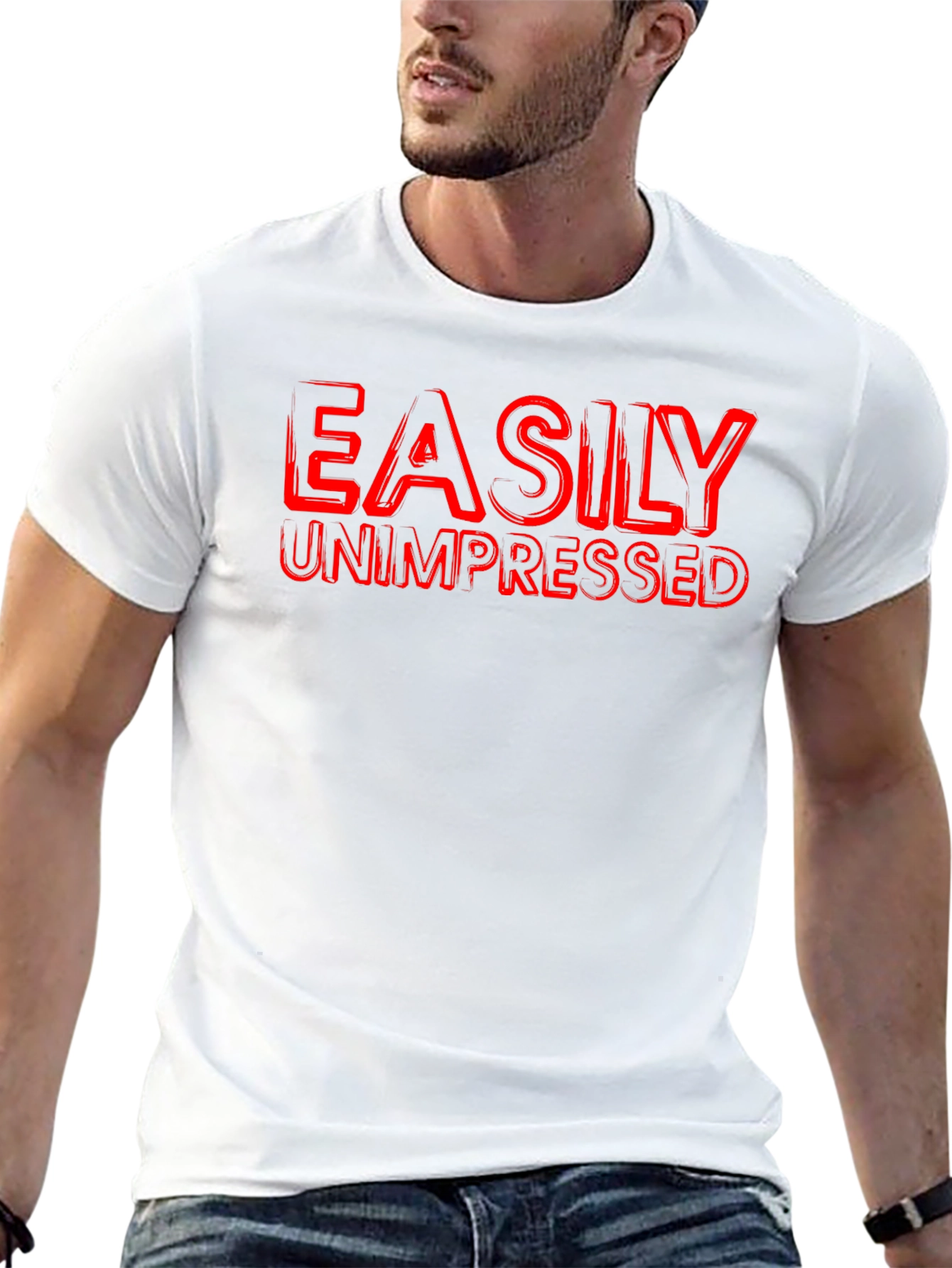 Easily Unimpressed Graphic T-Shirt - Black Crew Neck Tee