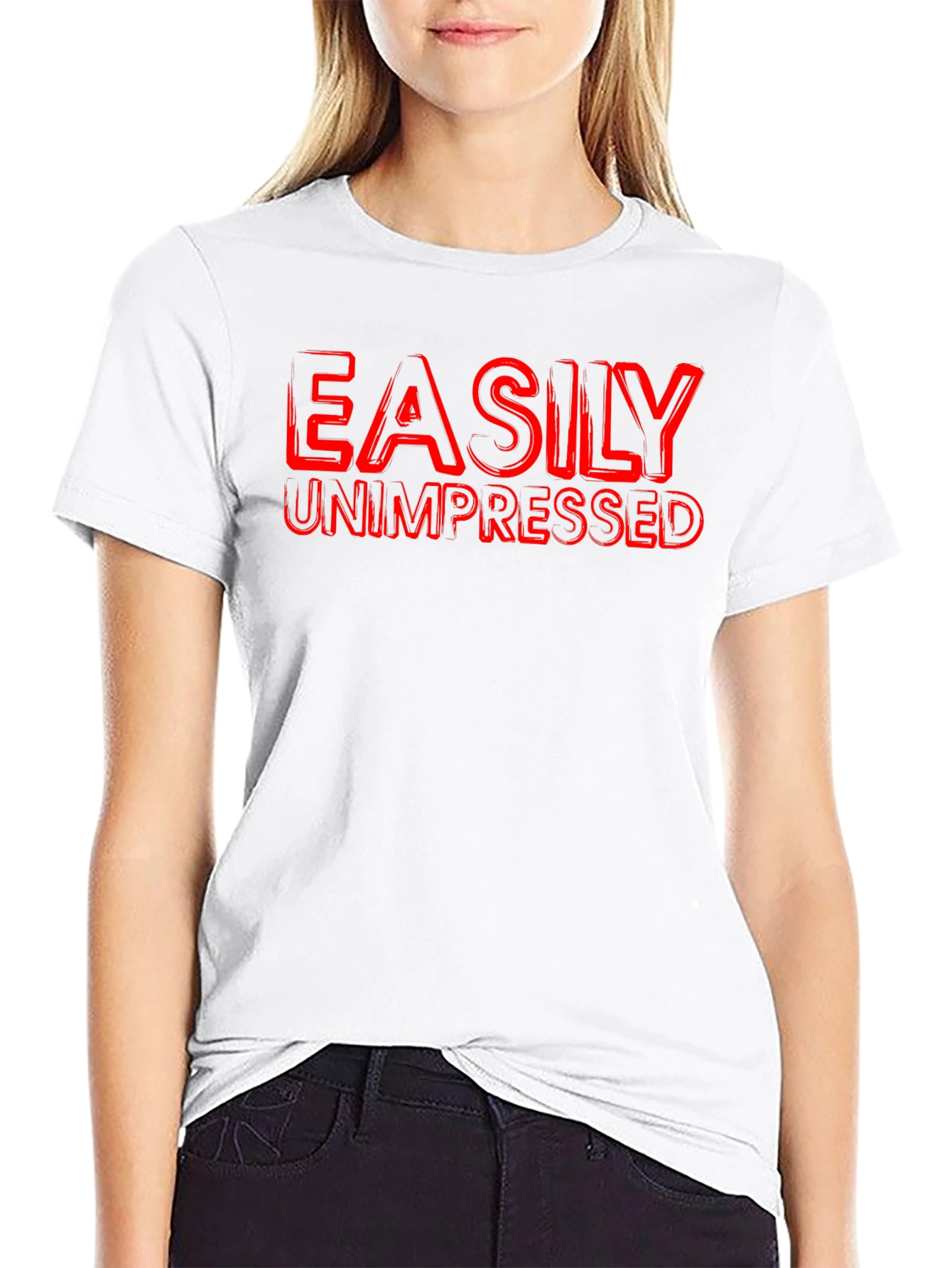 Easily Unimpressed Graphic T-Shirt - Black Crew Neck Tee