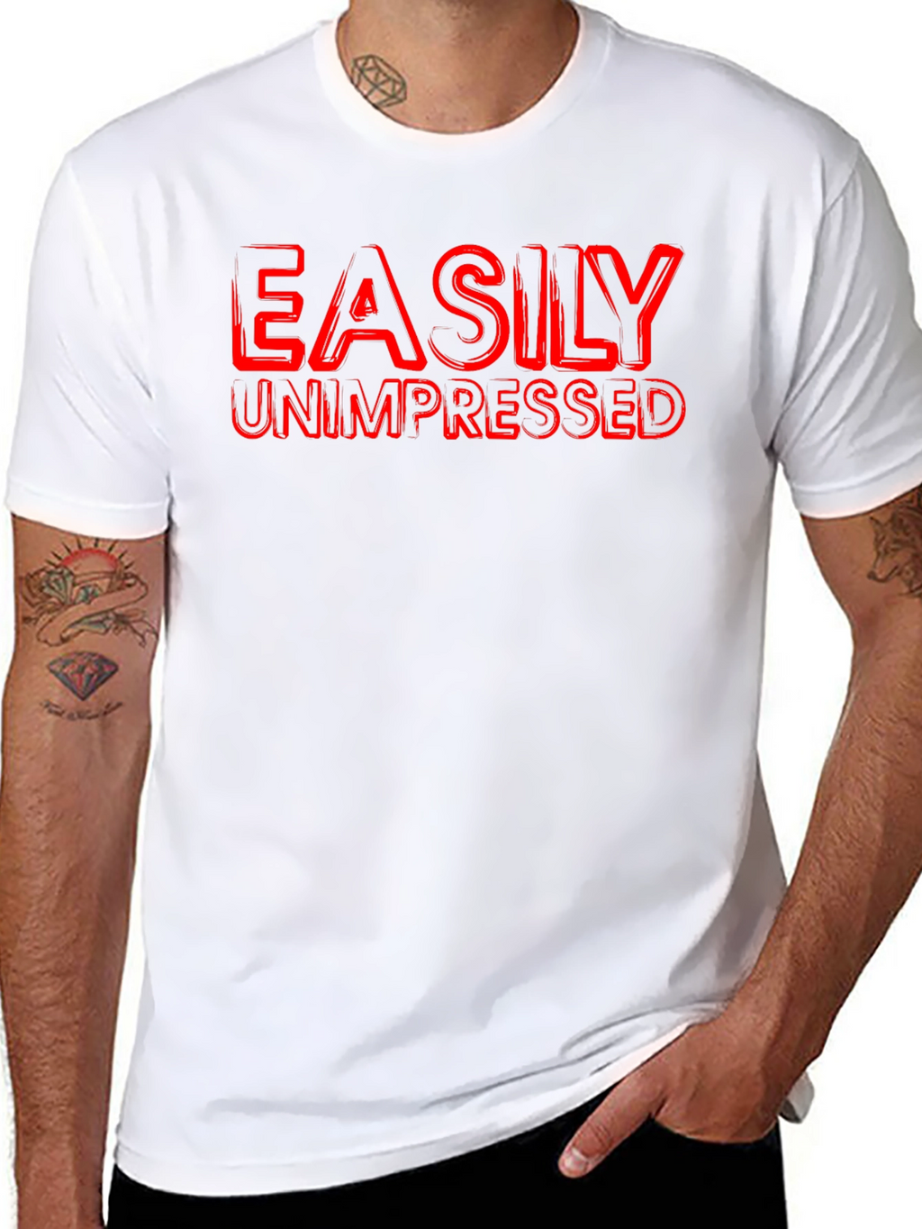 Easily Unimpressed Graphic T-Shirt - Black Crew Neck Tee