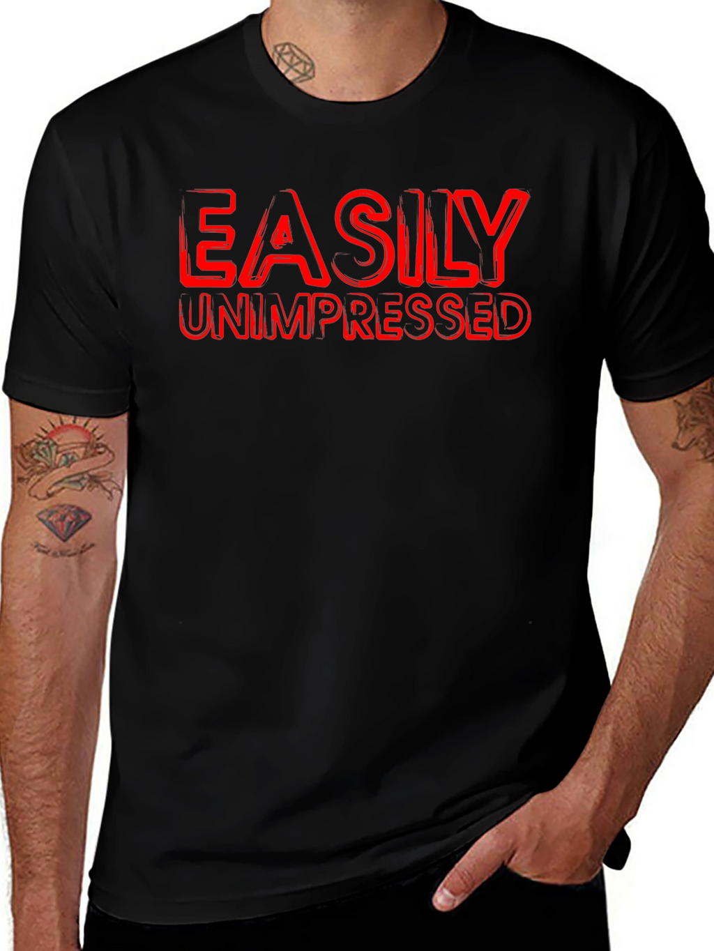Easily Unimpressed Graphic T-Shirt - Black Crew Neck Tee