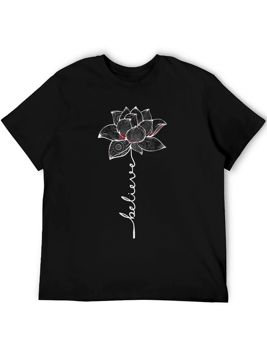 Believe Lotus Flower T-Shirt - Black
