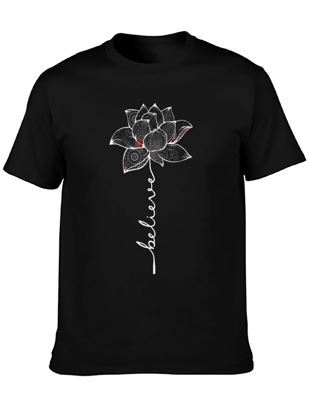 Believe Lotus Flower T-Shirt - Black