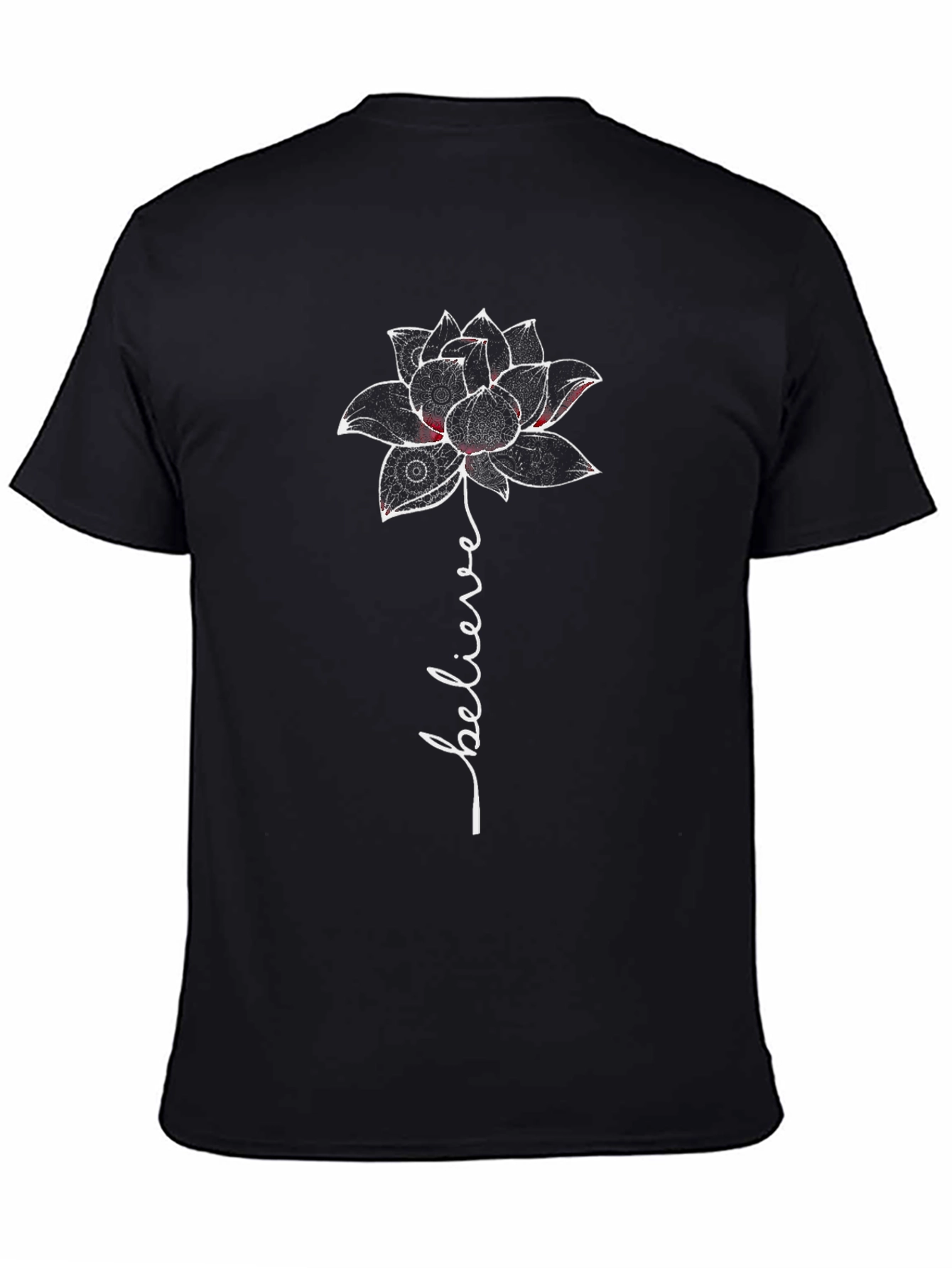 Believe Lotus Flower T-Shirt - Black