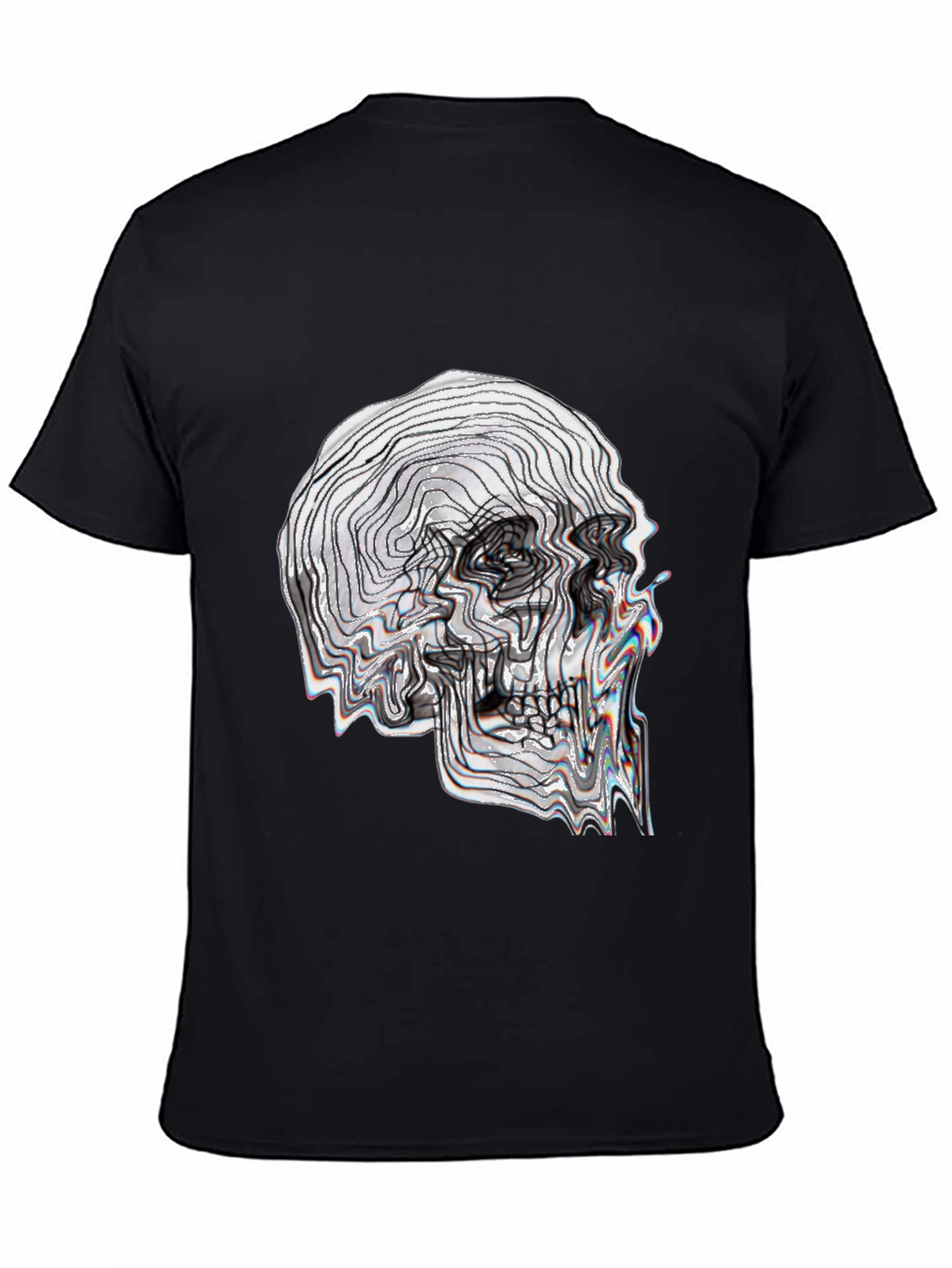 Abstract Skull Graphic Tee - Black