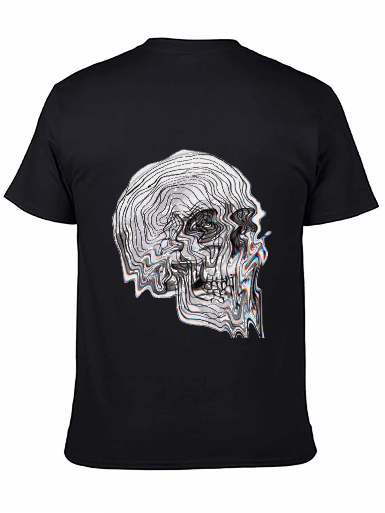 Abstract Skull Graphic Tee - Black