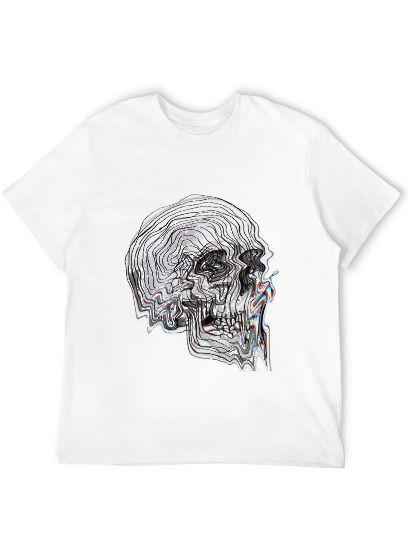 Abstract Skull Graphic Tee - Black