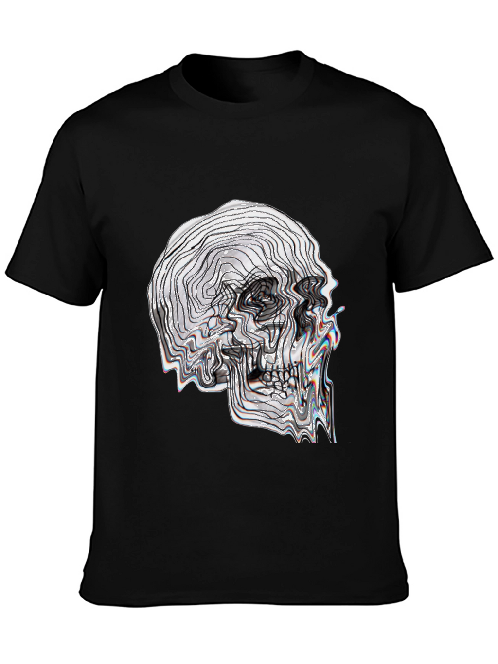 Abstract Skull Graphic Tee - Black