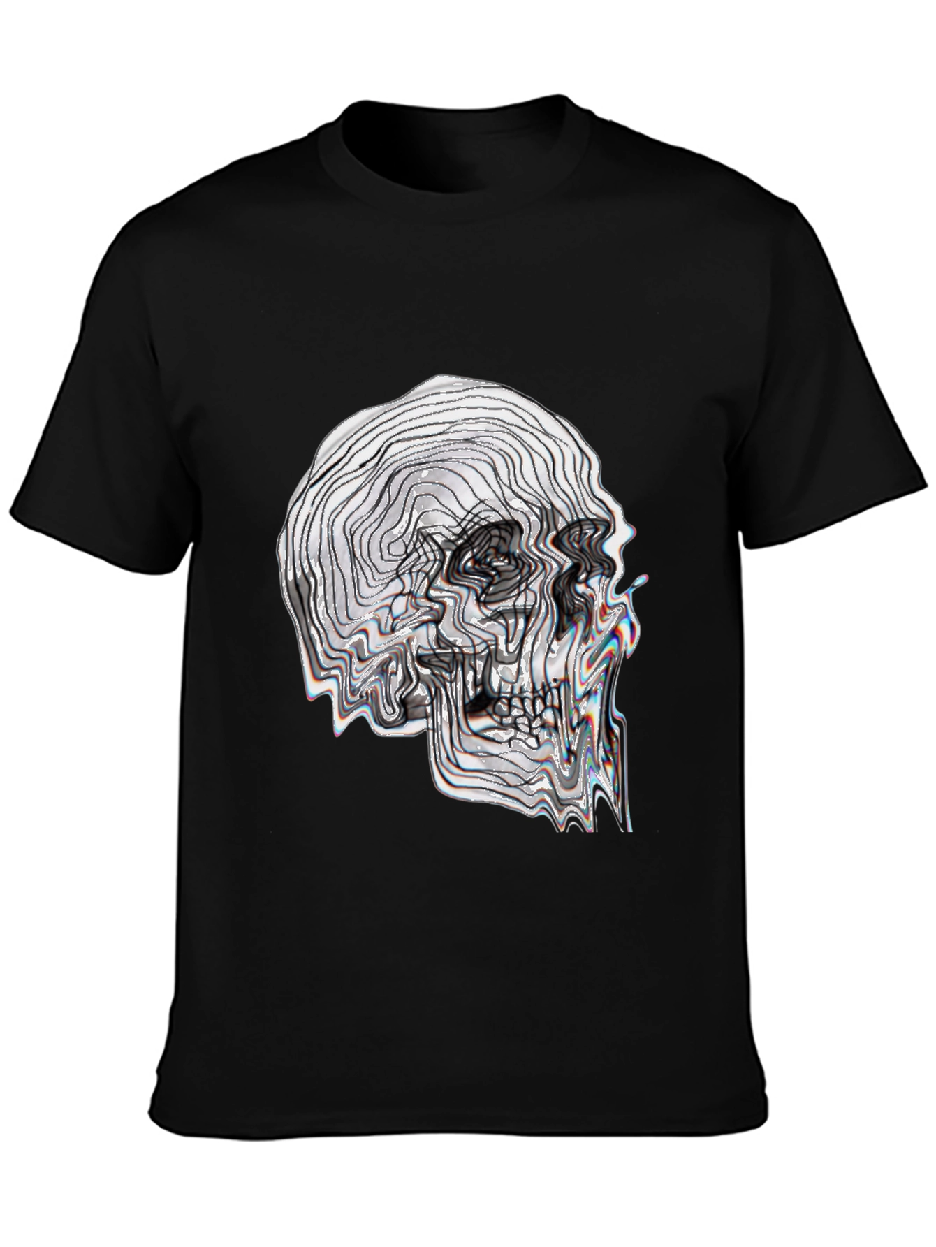 Abstract Skull Graphic Tee - Black