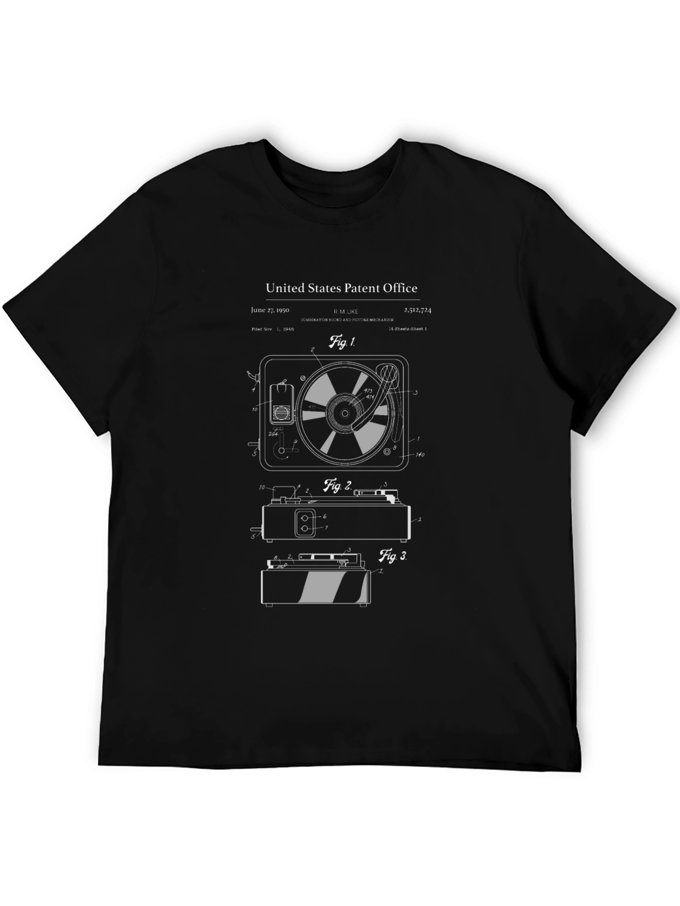 Vintage Turntable Patent Print T-Shirt