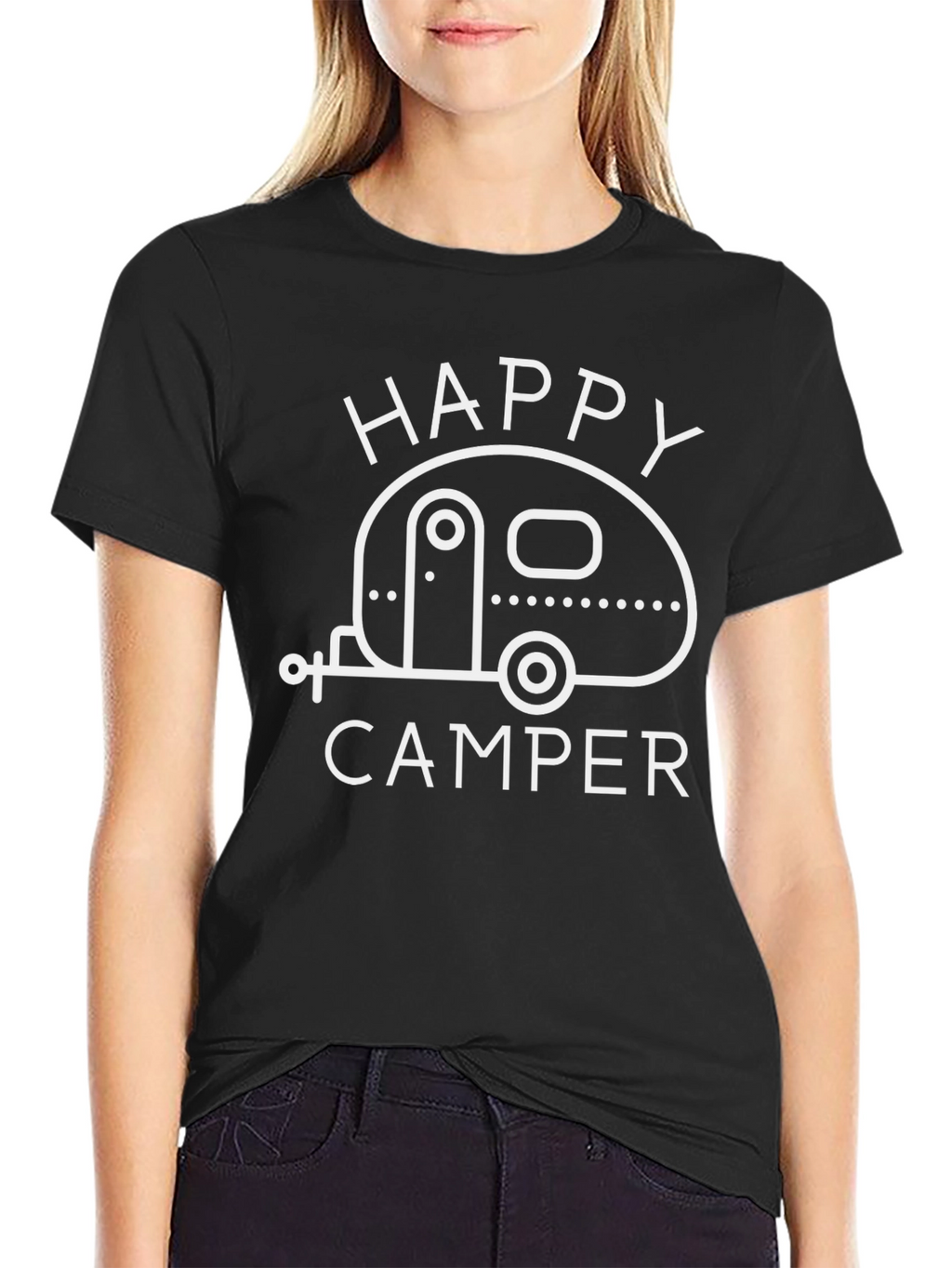 Happy Camper Graphic Tee - Black Camping T-Shirt