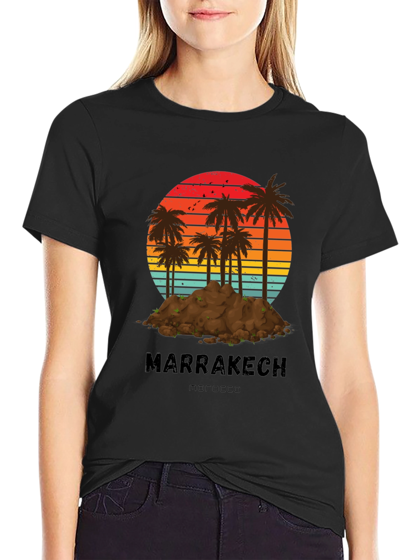 Marrakech Morocco Palm Tree Sunset T-Shirt