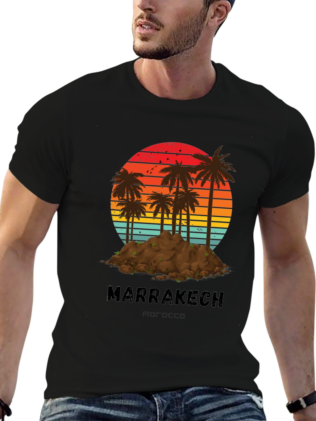 Marrakech Morocco Palm Tree Sunset T-Shirt