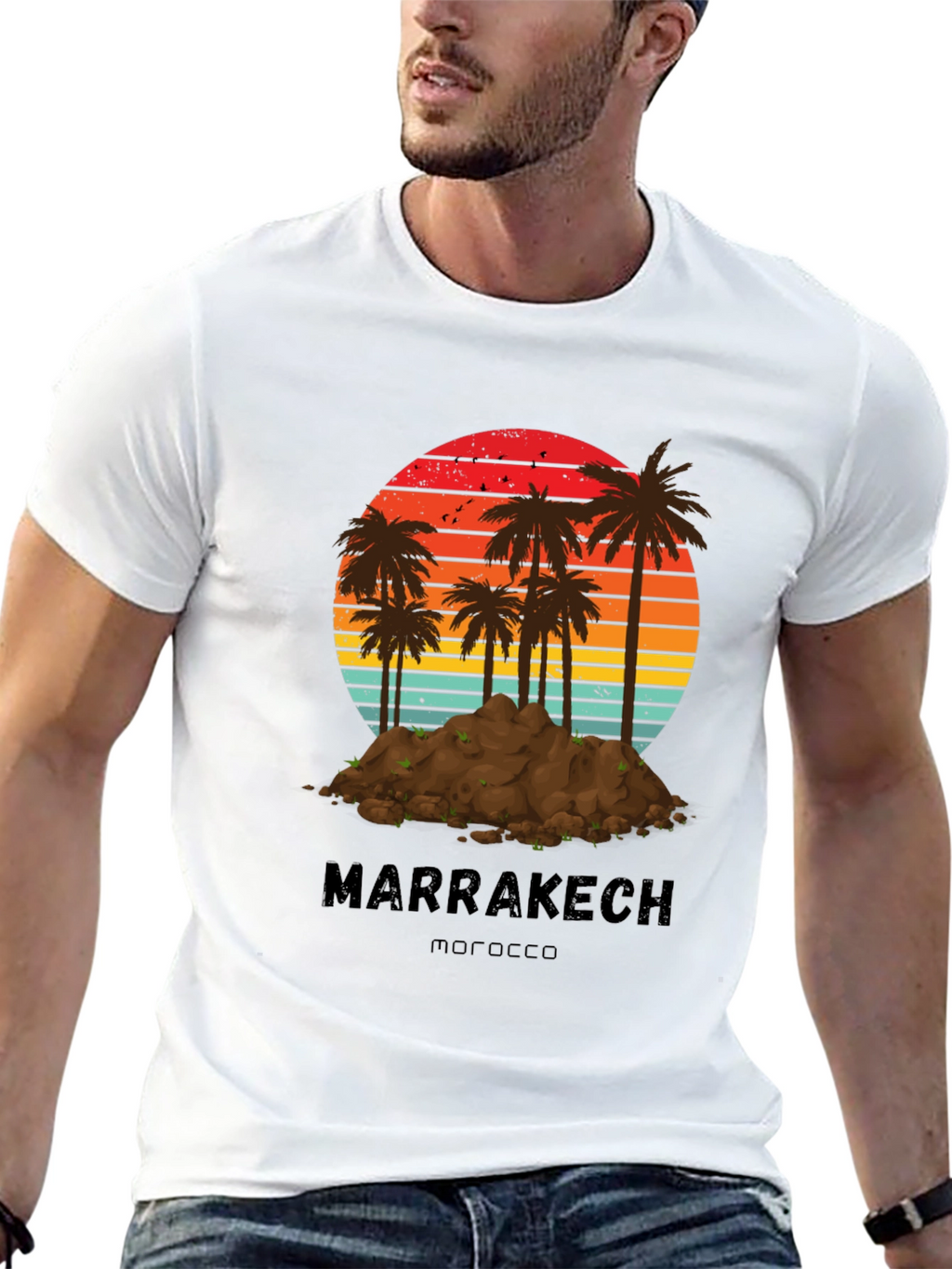 Marrakech Morocco Palm Tree Sunset T-Shirt