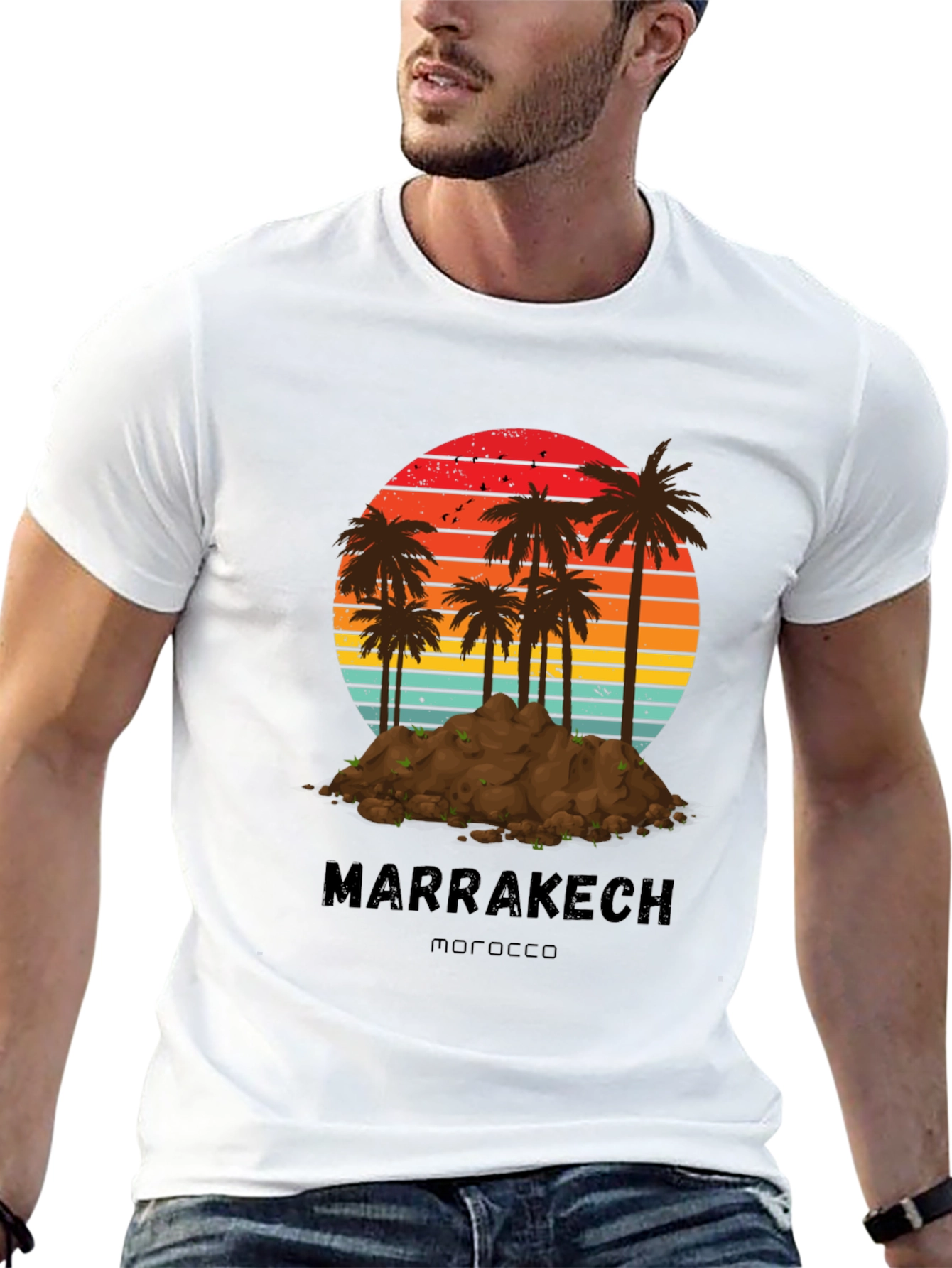 Marrakech Morocco Palm Tree Sunset T-Shirt