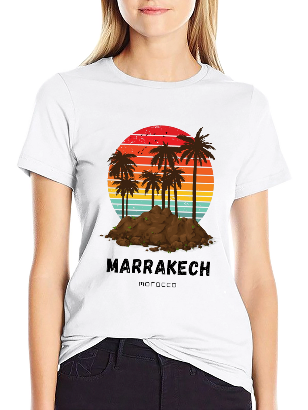 Marrakech Morocco Palm Tree Sunset T-Shirt