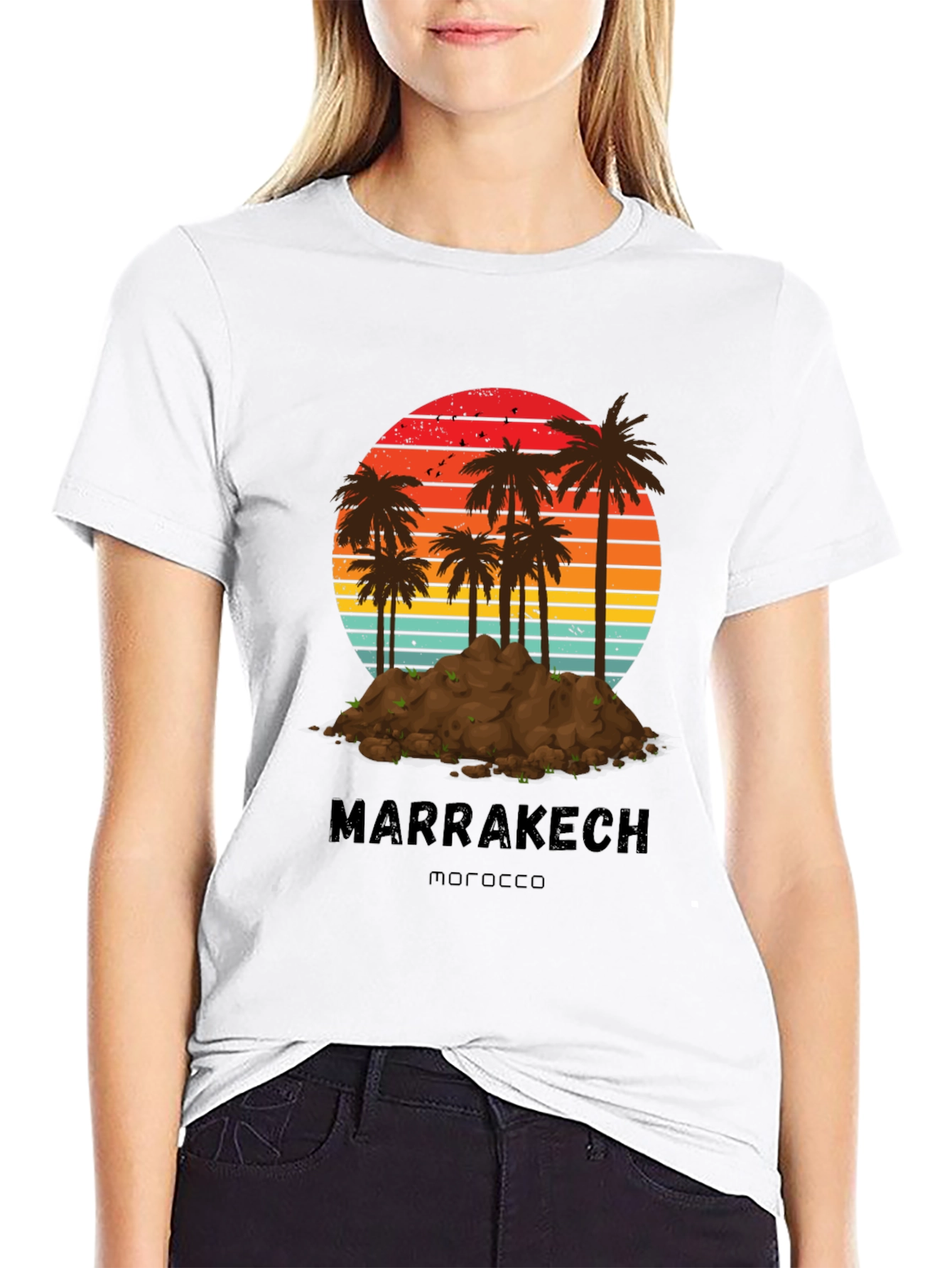 Marrakech Morocco Palm Tree Sunset T-Shirt