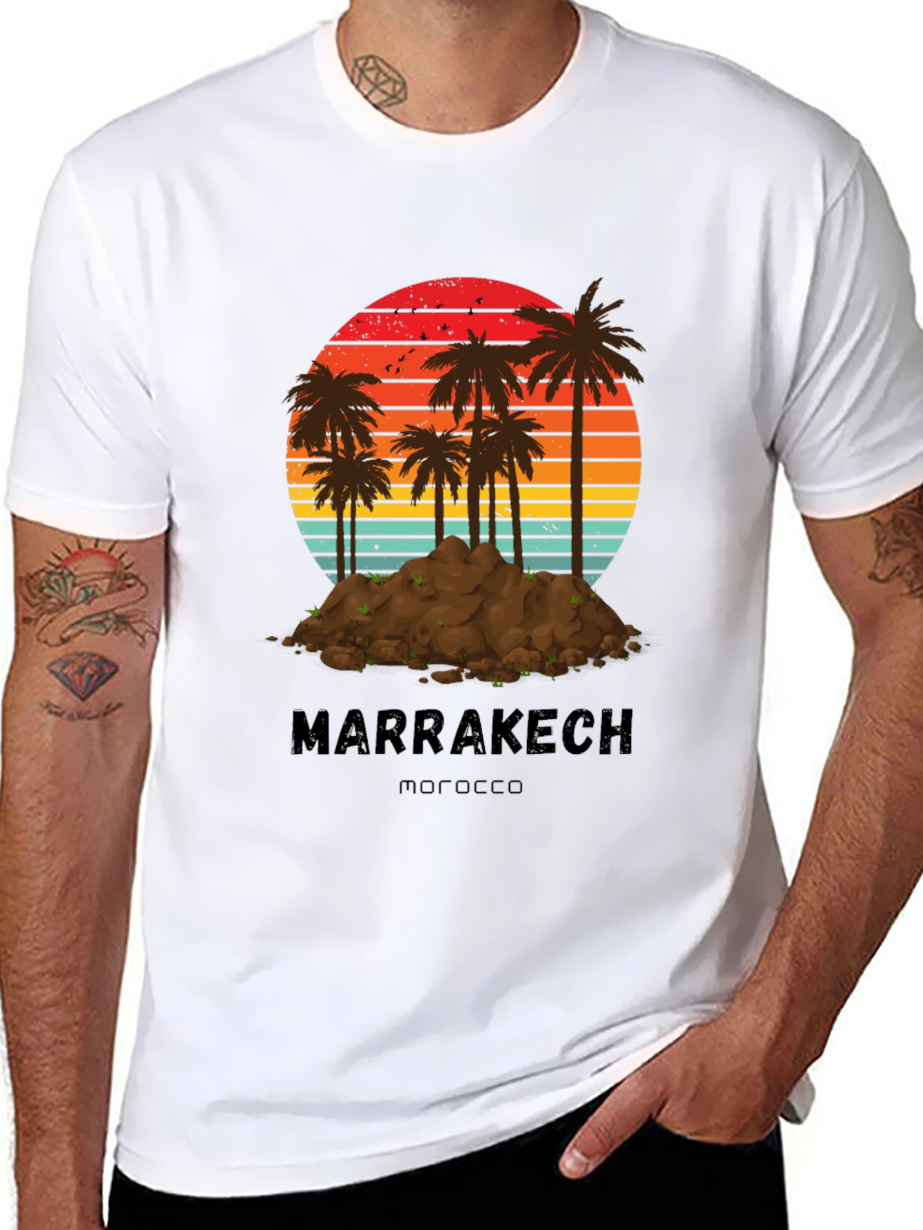 Marrakech Morocco Palm Tree Sunset T-Shirt