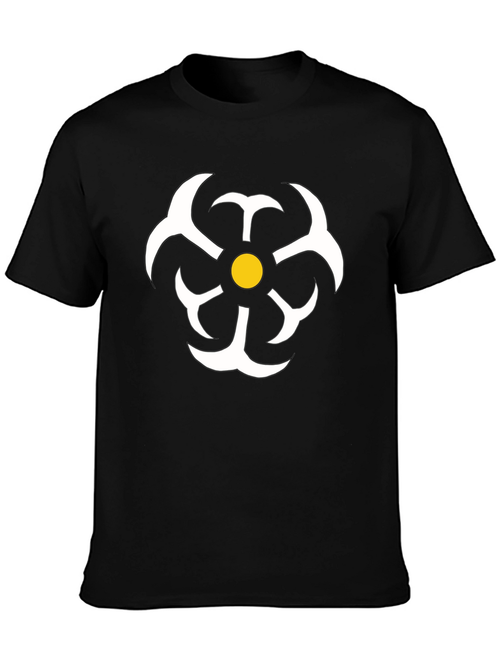 Abstract Flower Graphic Tee - Black Casual T-Shirt