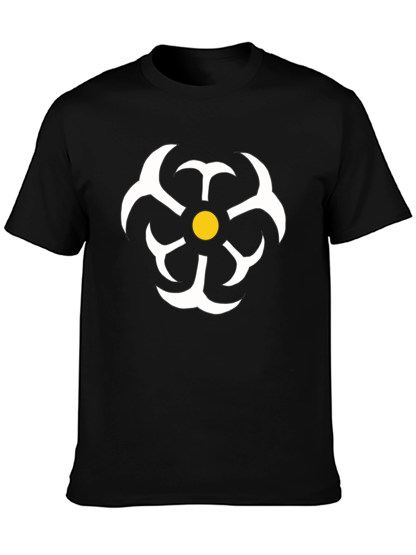 Abstract Flower Graphic Tee - Black Casual T-Shirt