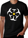 Abstract Flower Graphic Tee - Black Casual T-Shirt