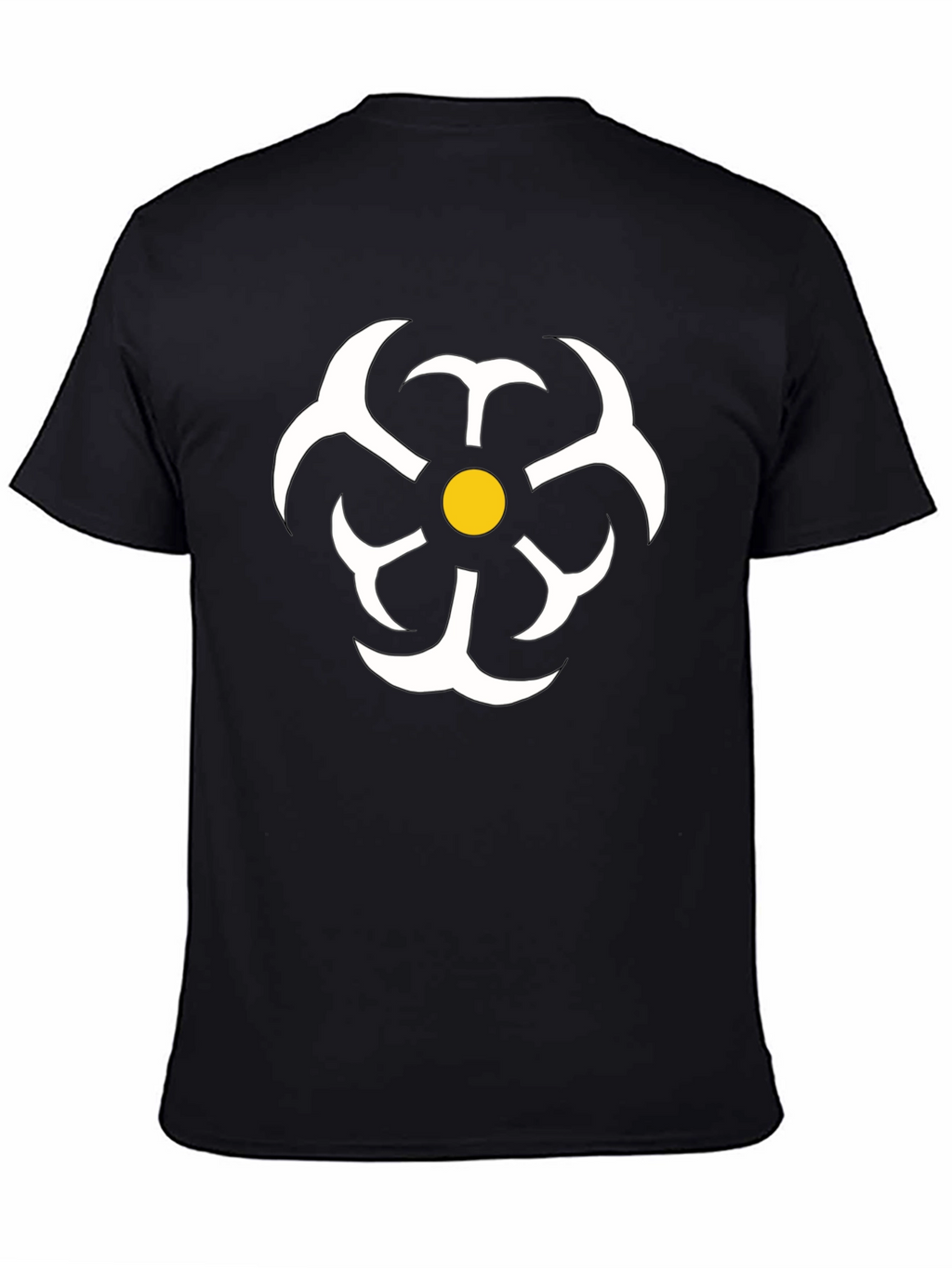 Abstract Flower Graphic Tee - Black Casual T-Shirt