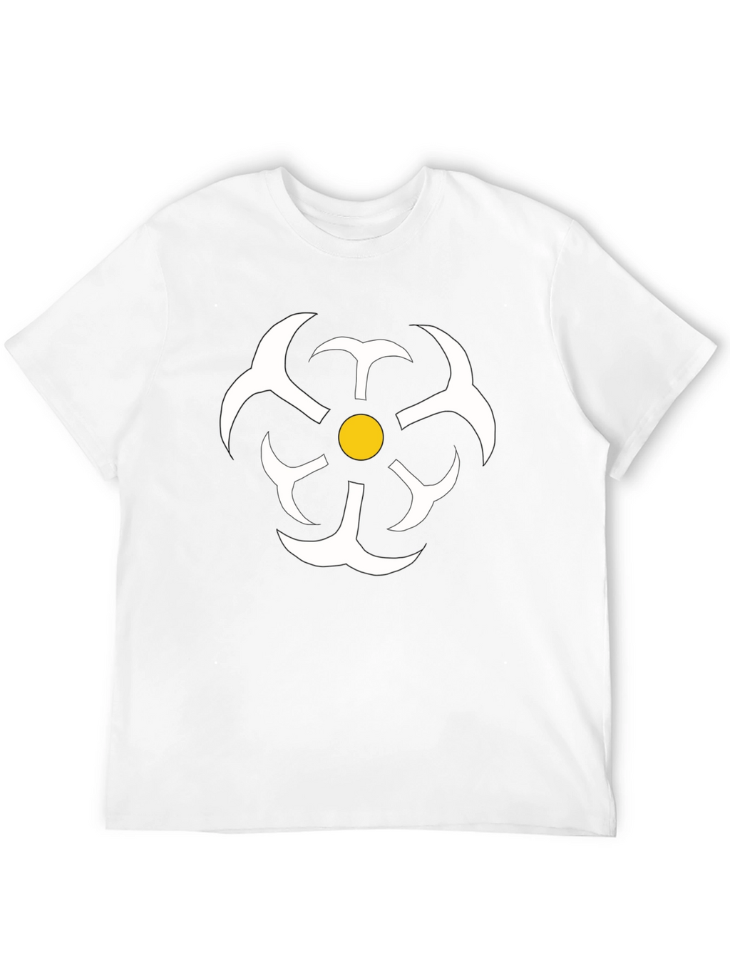 Abstract Flower Graphic Tee - Black Casual T-Shirt