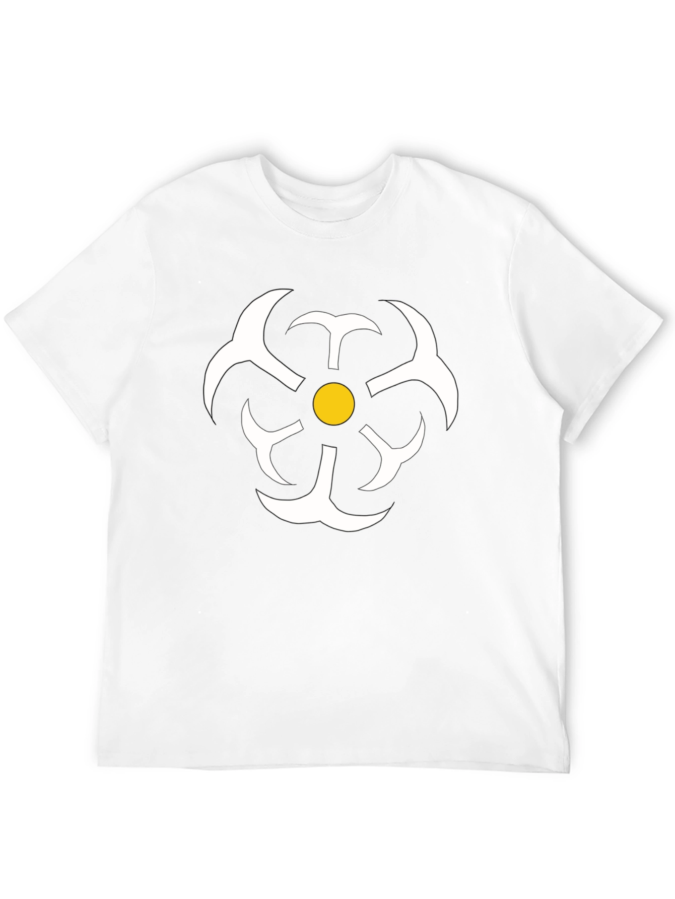Abstract Flower Graphic Tee - Black Casual T-Shirt