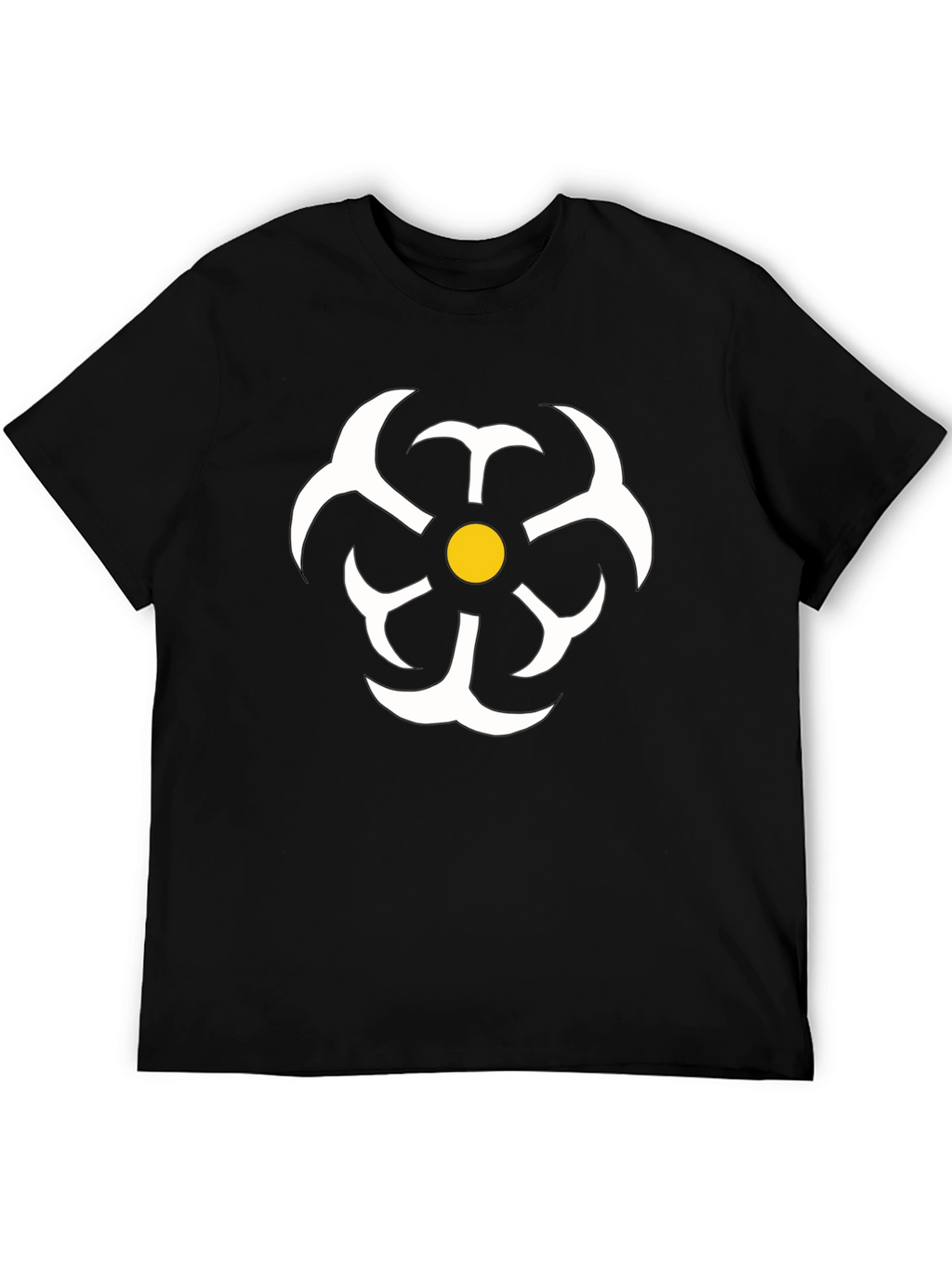 Abstract Flower Graphic Tee - Black Casual T-Shirt