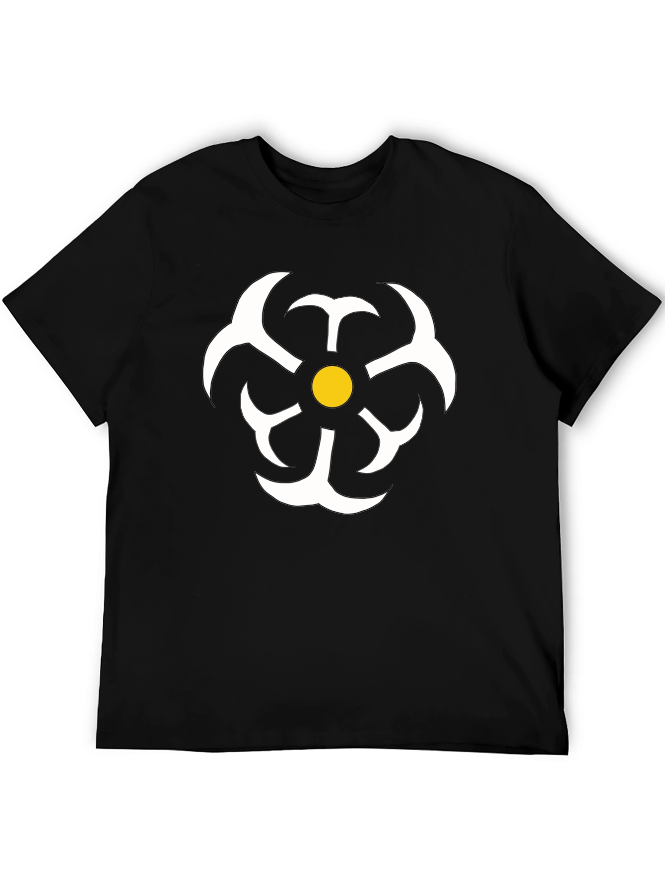Abstract Flower Graphic Tee - Black Casual T-Shirt