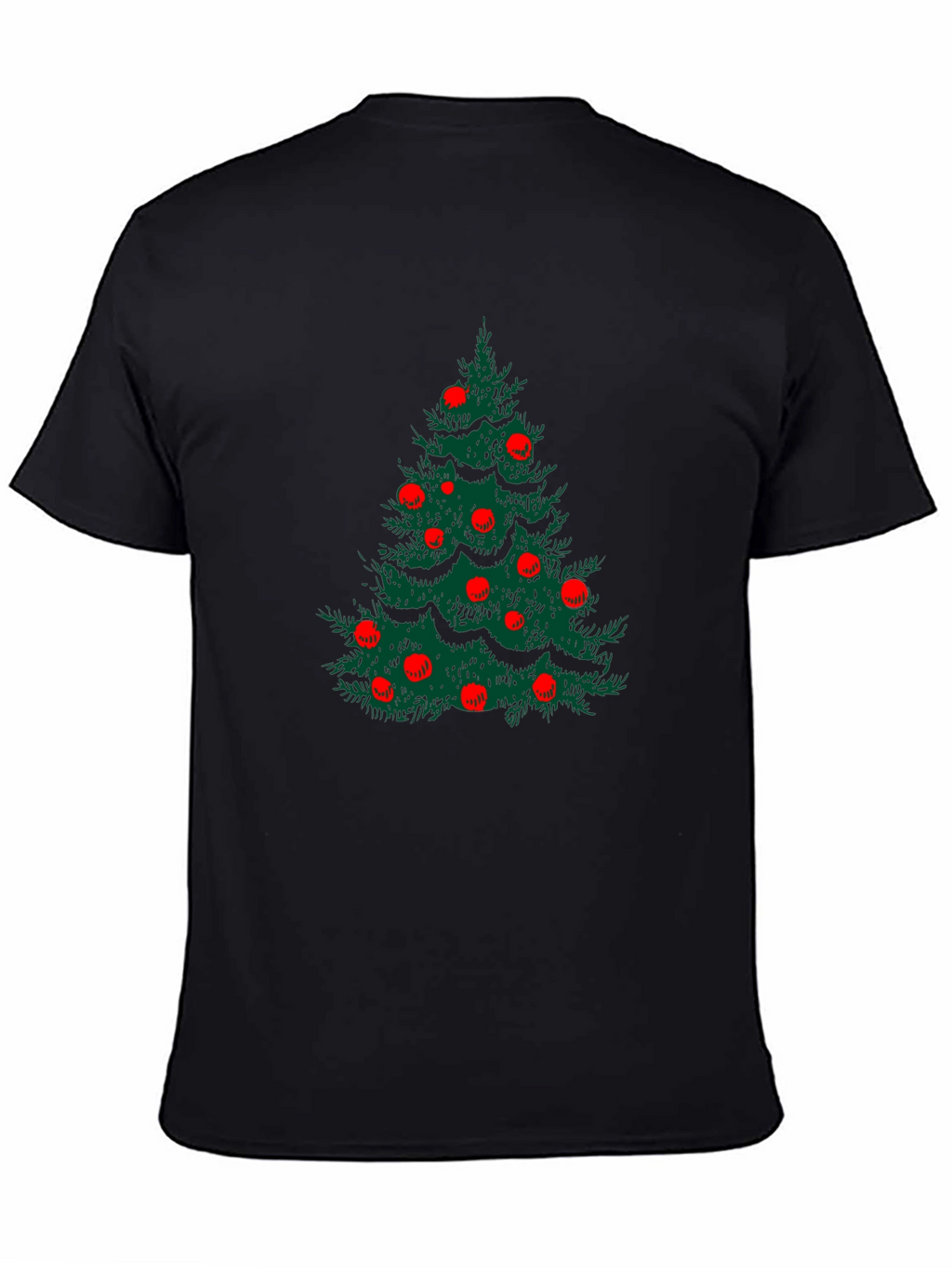 Festive Christmas Tree Graphic Tee - Black