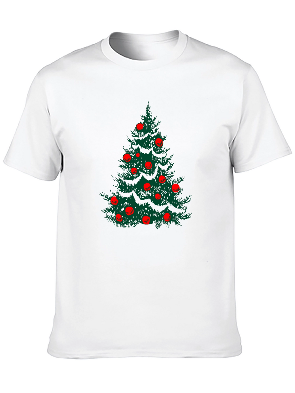 Festive Christmas Tree Graphic Tee - Black