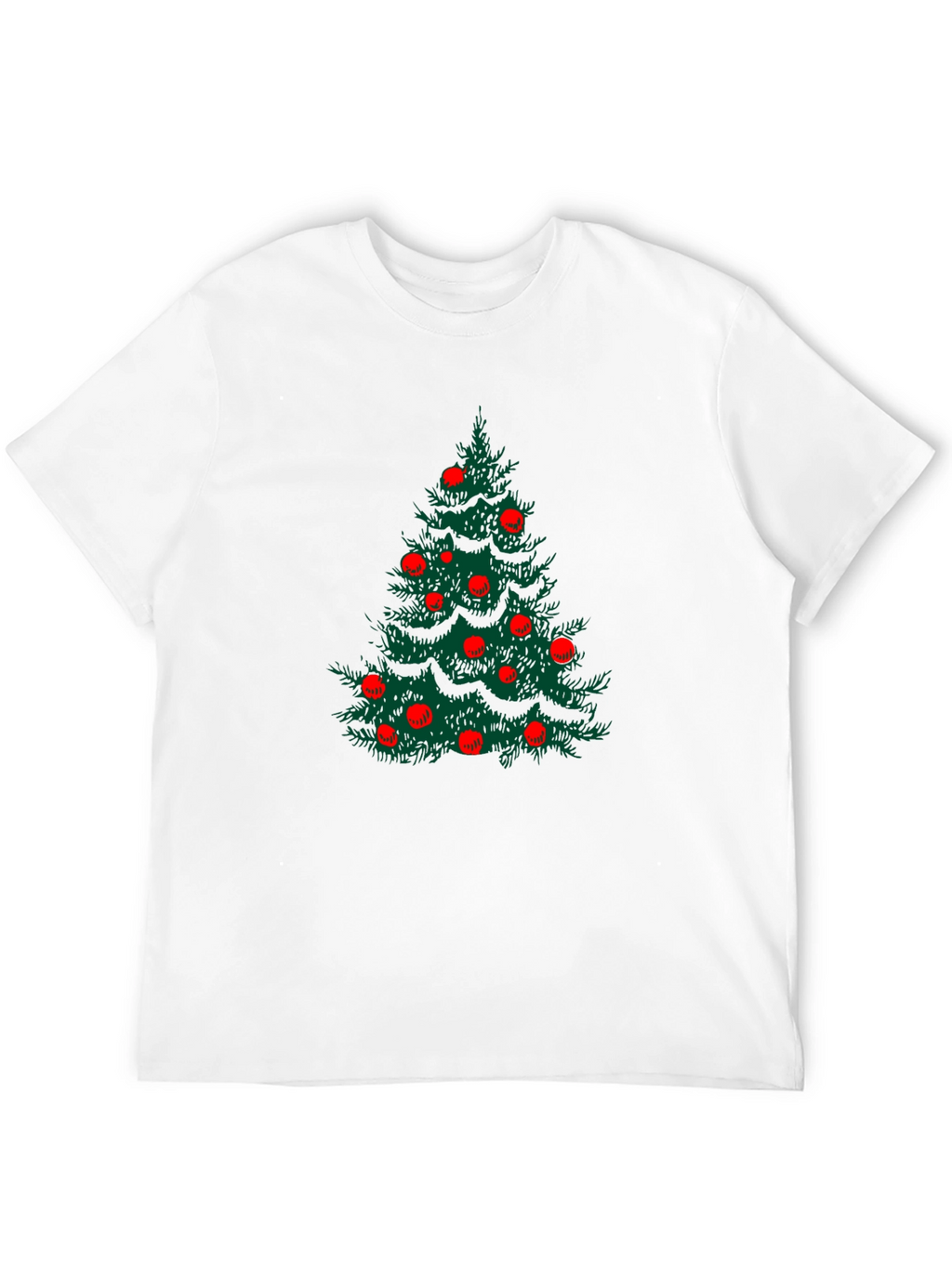 Festive Christmas Tree Graphic Tee - Black