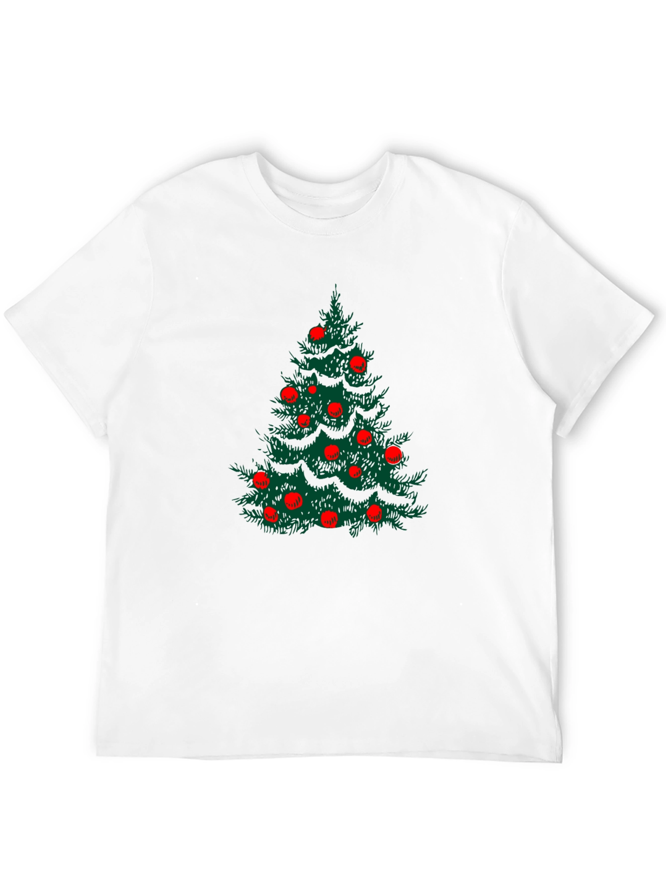 Festive Christmas Tree Graphic Tee - Black