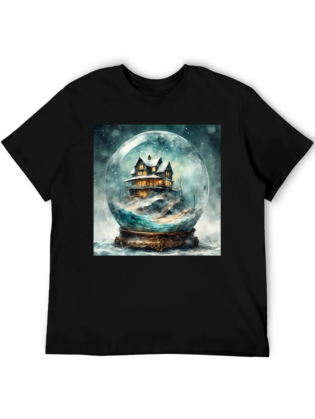 Snow Globe House Graphic Tee - Cozy Winter Design