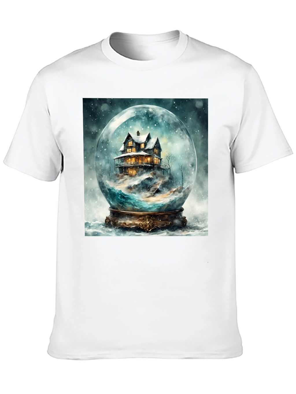 Snow Globe House Graphic Tee - Cozy Winter Design