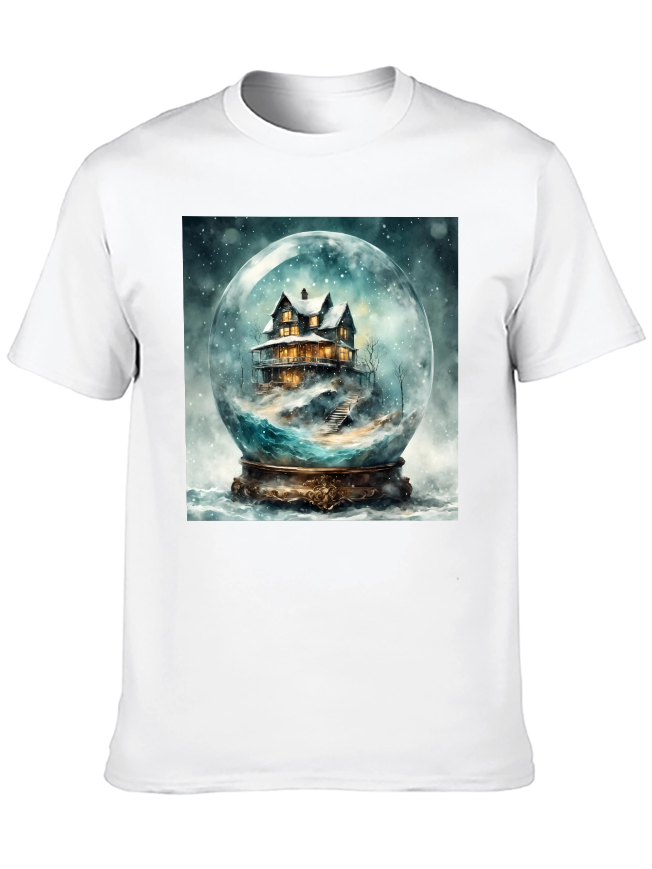 Snow Globe House Graphic Tee - Cozy Winter Design