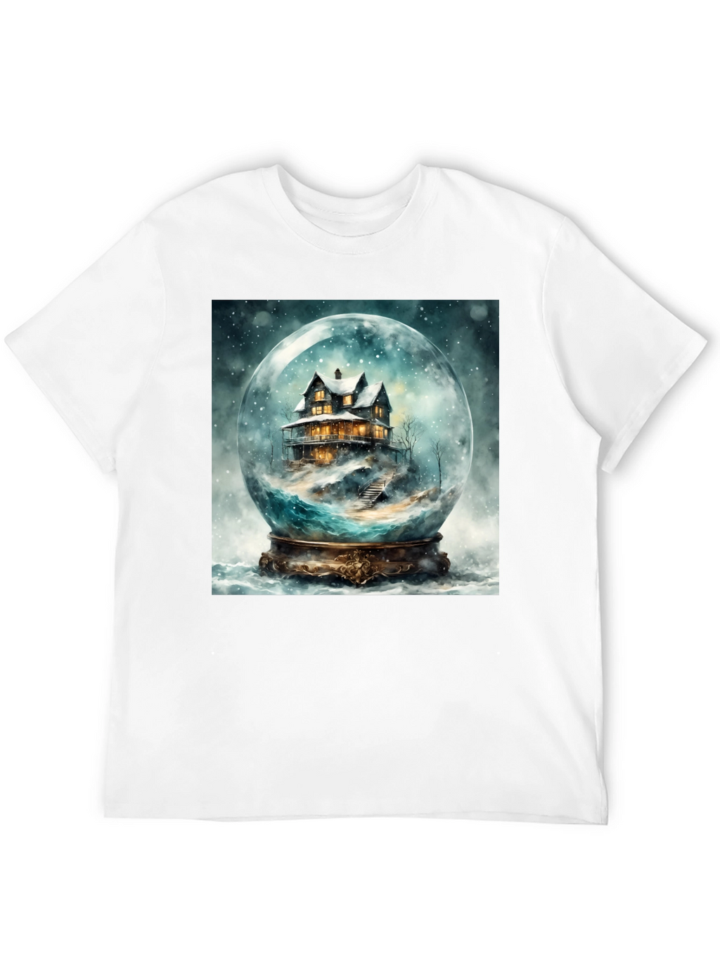 Snow Globe House Graphic Tee - Cozy Winter Design