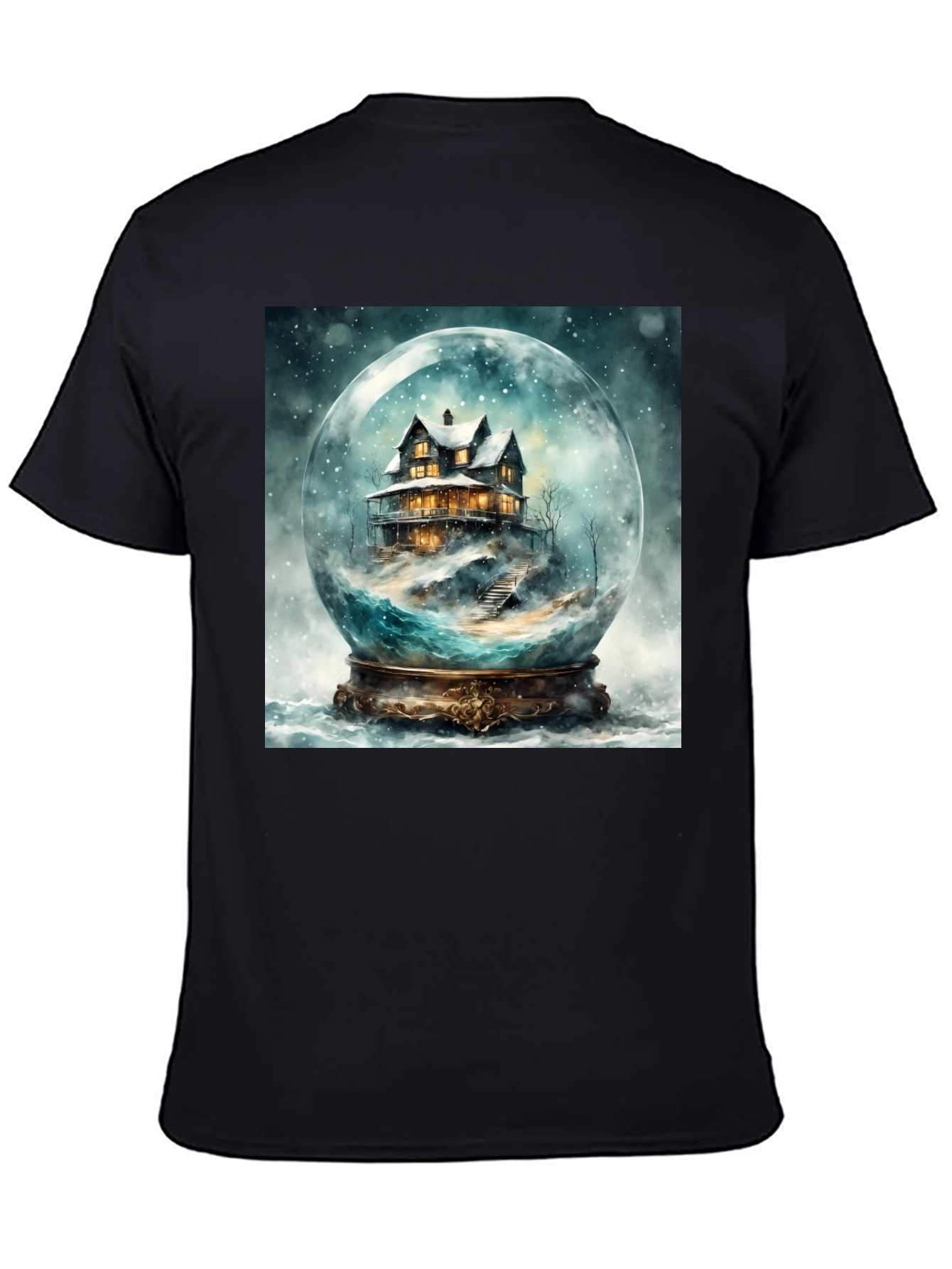 Snow Globe House Graphic Tee - Cozy Winter Design