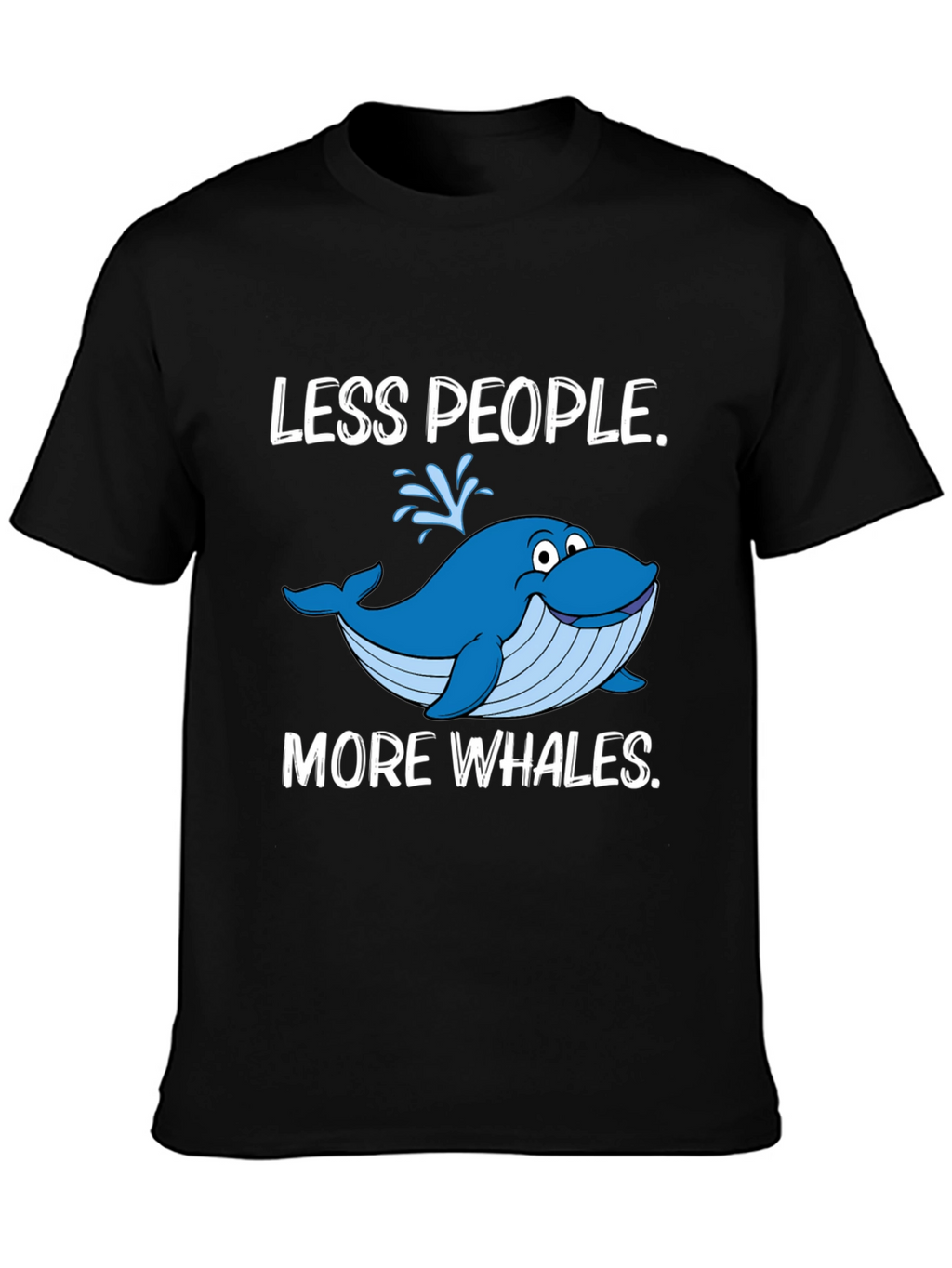 Less People More Whales Black T-Shirt
