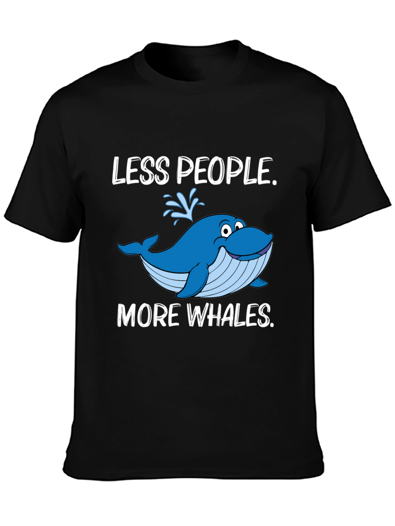 Less People More Whales Black T-Shirt