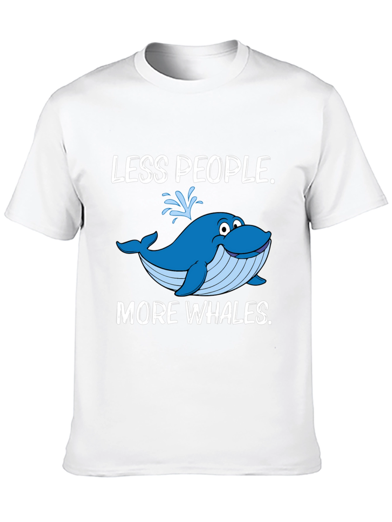 Less People More Whales Black T-Shirt