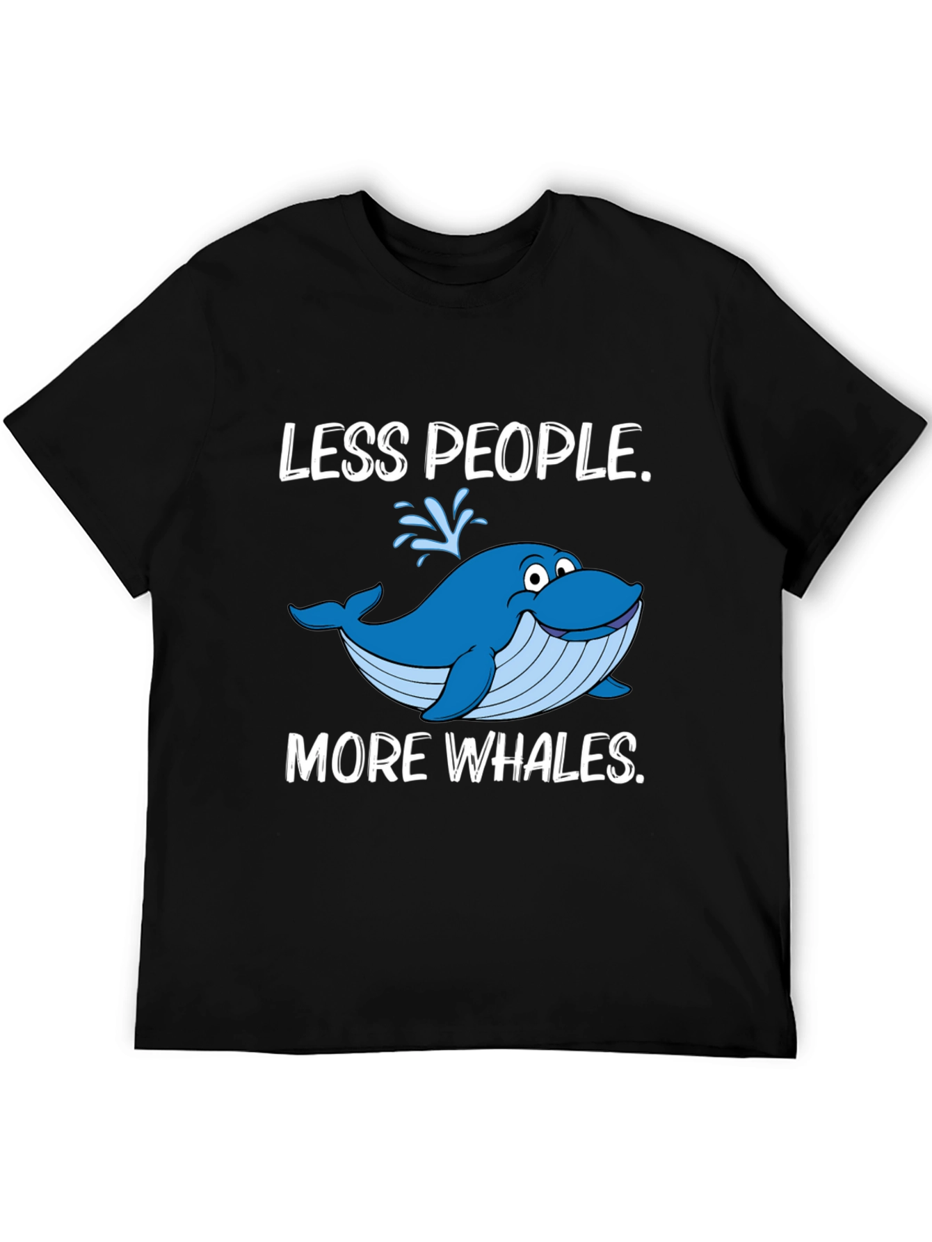 Less People More Whales Black T-Shirt