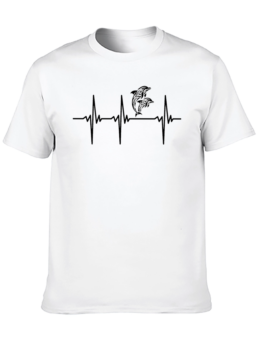 Dolphin Heartbeat T-Shirt - Black Graphic Tee