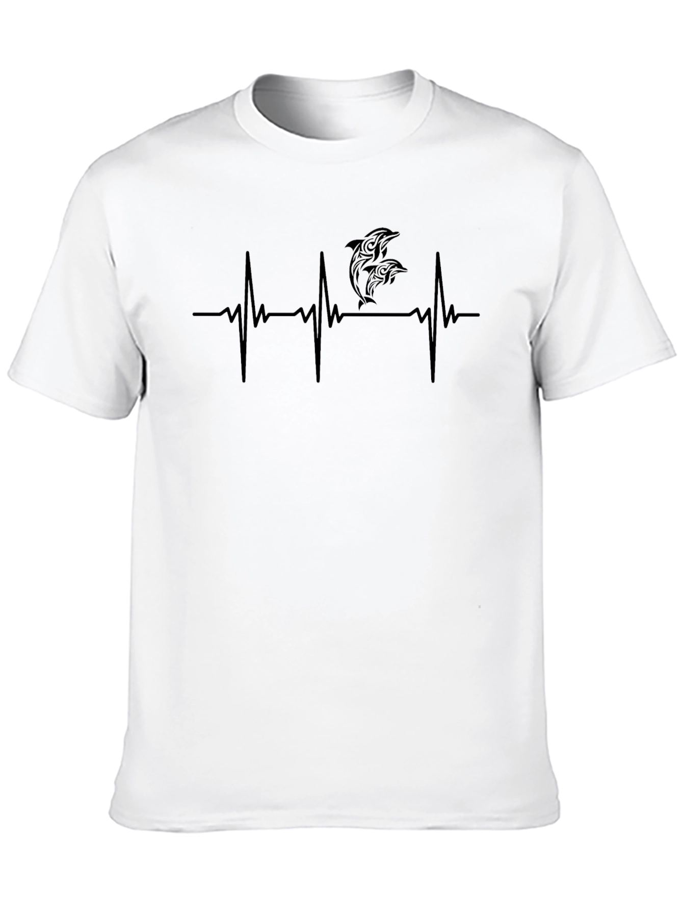 Dolphin Heartbeat T-Shirt - Black Graphic Tee
