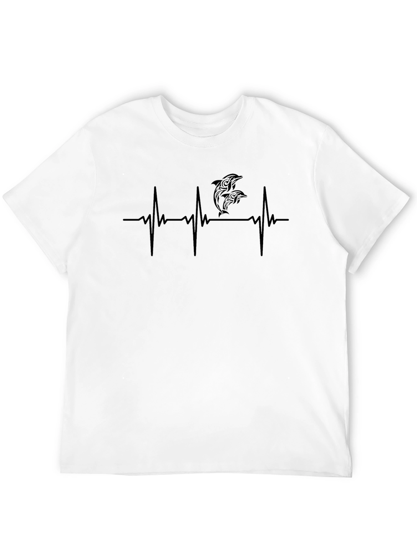 Dolphin Heartbeat T-Shirt - Black Graphic Tee