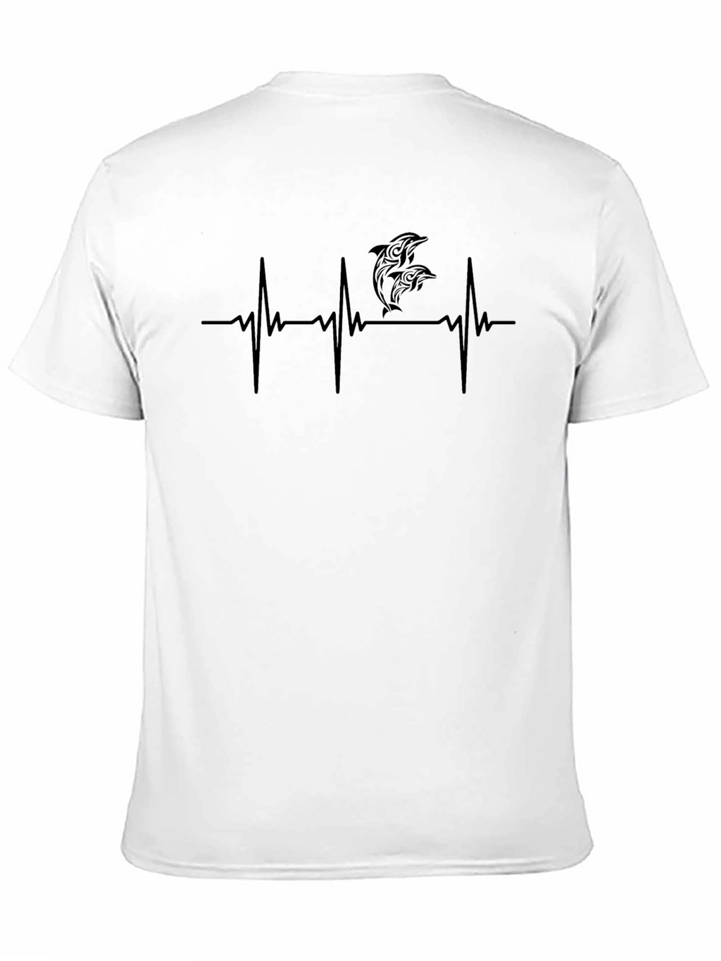 Dolphin Heartbeat T-Shirt - Black Graphic Tee