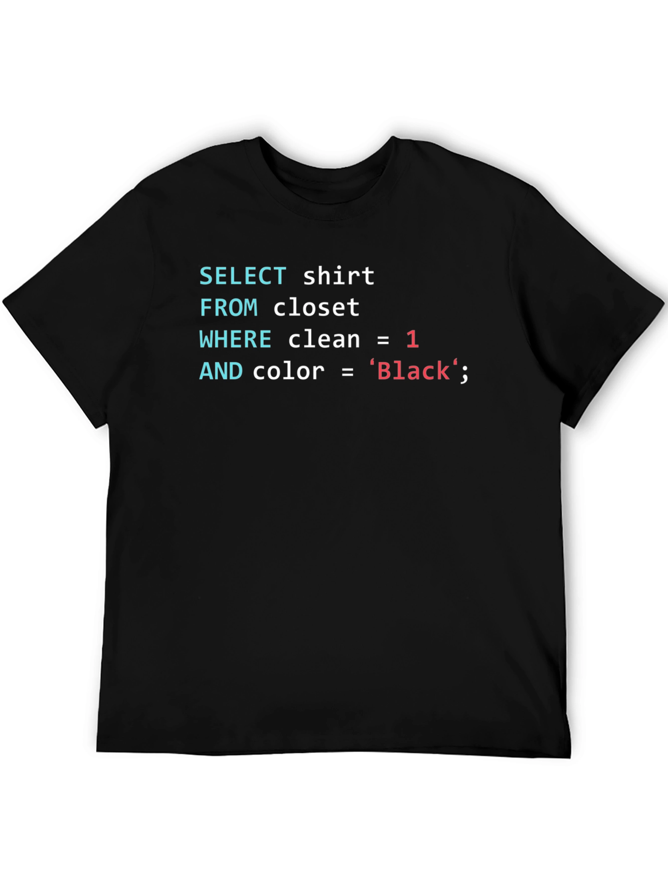 SQL Coder T-Shirt - Black Cotton Programmer Tee