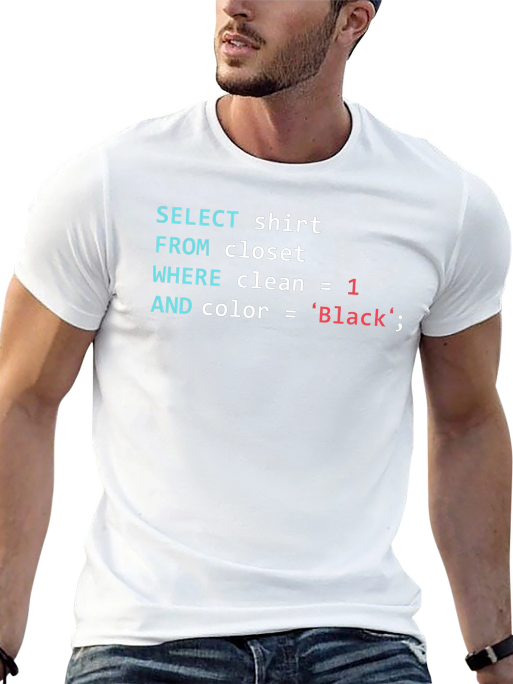 SQL Coder T-Shirt - Black Cotton Programmer Tee